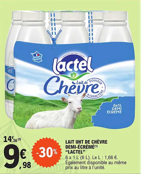 lait uht de chèvre demi-écrémé "lactel"