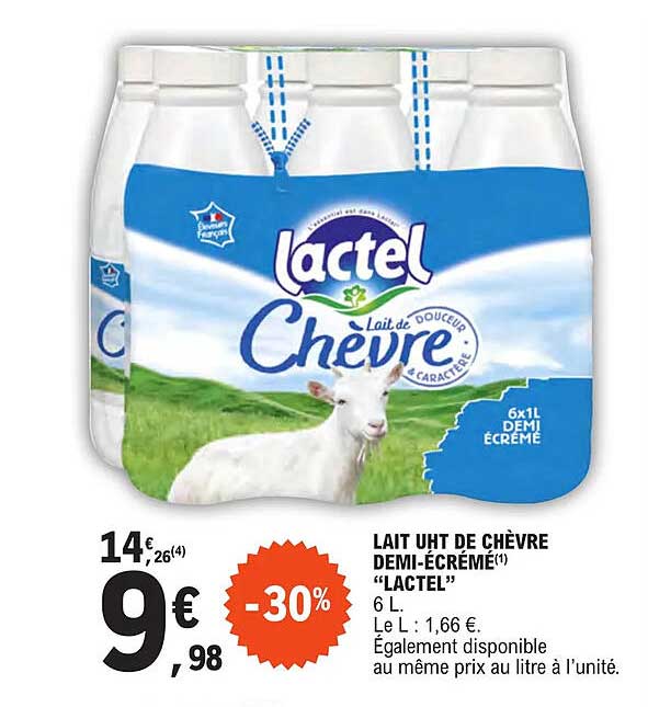 lait uht de chèvre demi-écrémé "lactel"