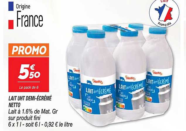 lait uht demi-écrémé netto
