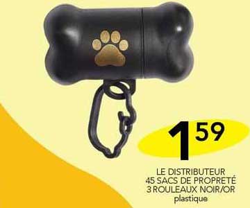 le distributeur 45 sacs de propreté 3 rouleaux noir/or