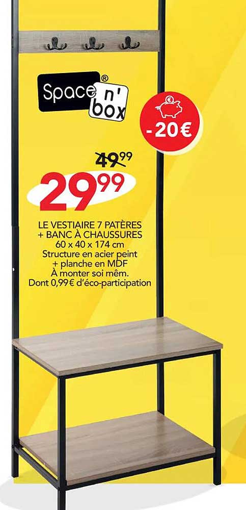 le vestiaire 7 patères + banc à chaussures