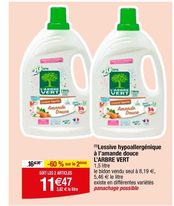 lessive hypoallergénique à l'amande douce l'arbre vert
