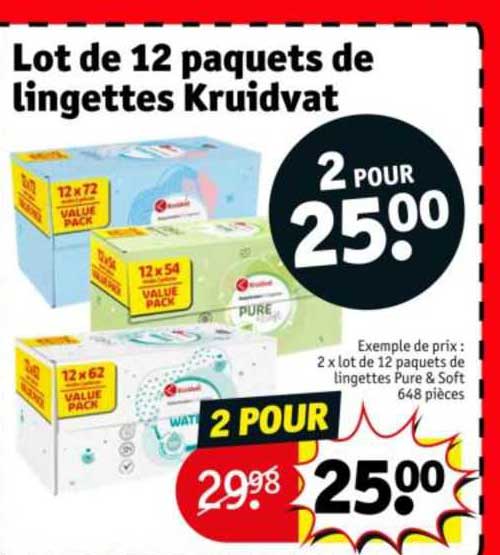 lot de 12 paquets de lingettes kruidvat