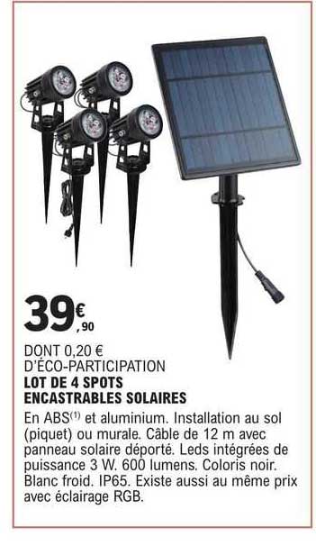 lot de 4 spots encastrable solaires