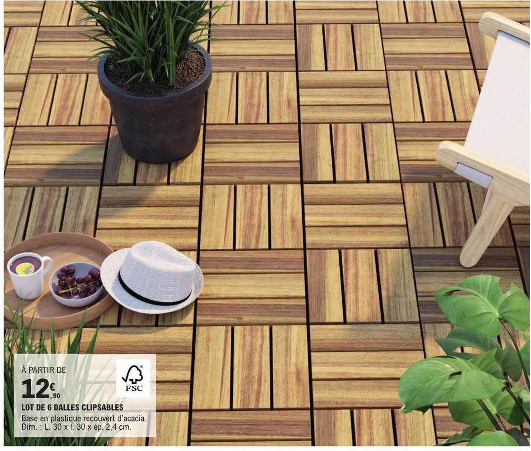 lot de 6 dalles clipsables