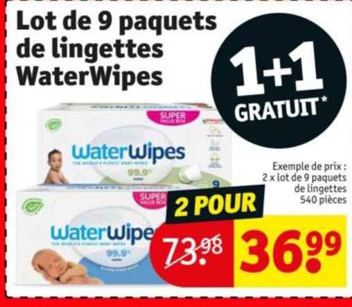 lot de 9 paquets de lingettes waterwipes