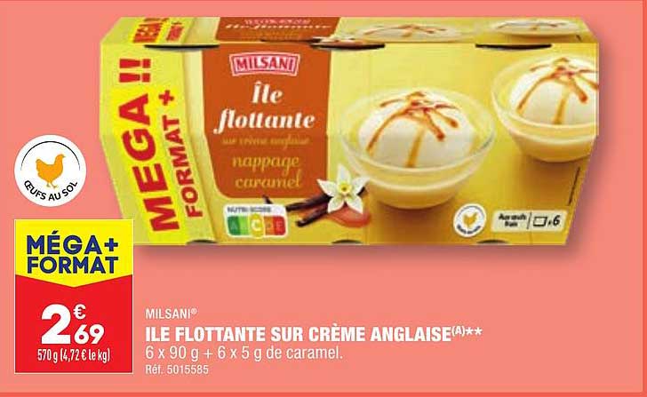 milsani ile flottante sur crème anglaise