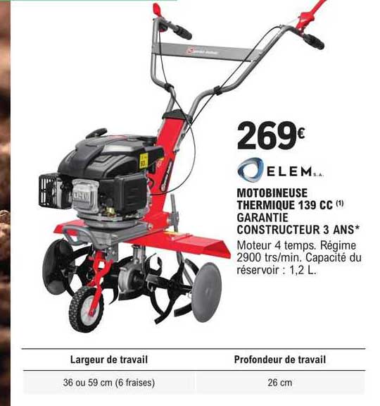 motobineuse thermique 139 cc elem