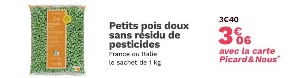 petits pois doux sans résidu de pesticides