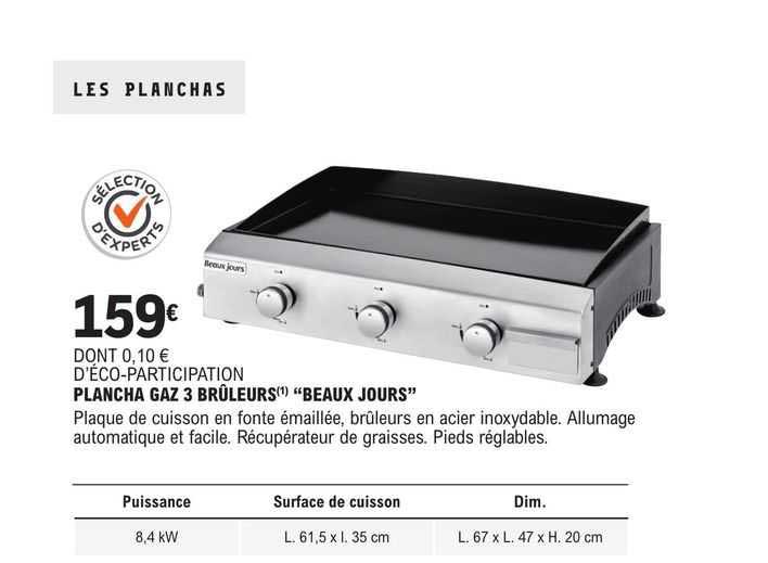 plancha gaz 3 brûleurs "beaux jours"