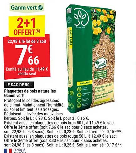 plaquettes de bois naturelles gamm vert