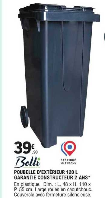 poubelle d'extérieur 120 l belli