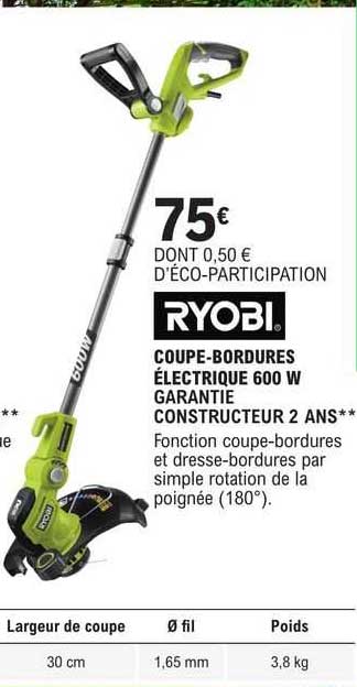 ryobi coupe-bordures électrique 600w