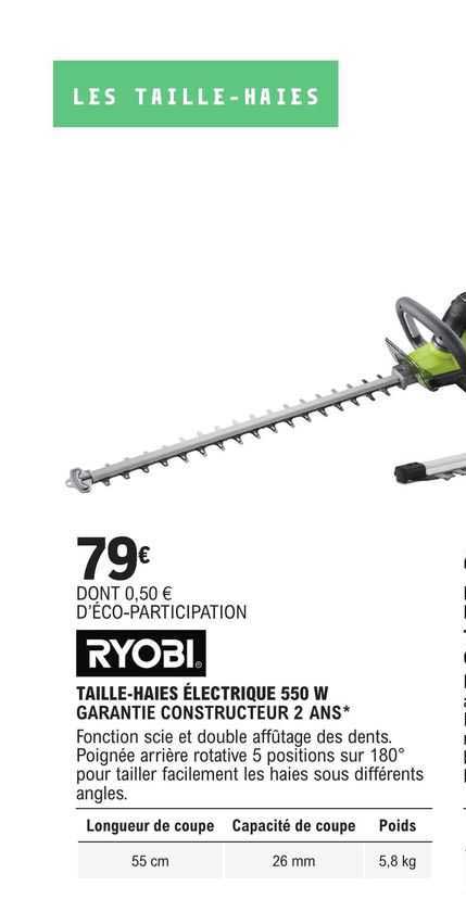 ryobi taille-haies électrique 550 w