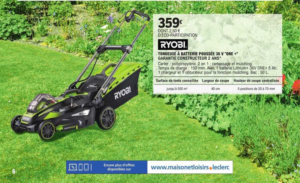 ryobi tondeuse à batterie pussée 36 v "one+"