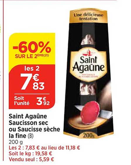 Saint Agaûne Saucisson Sec Ou Saucisse Sèche La Fine
