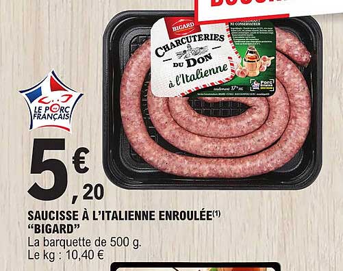 saucisse à l'italienne enroulée "bigard"