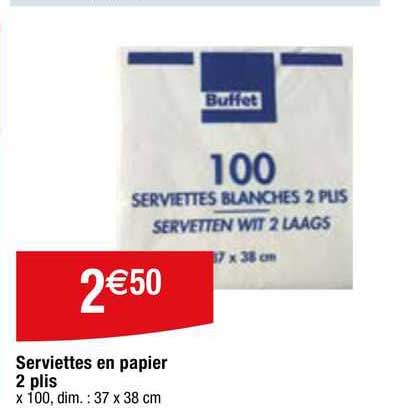 serviettes en papier 2 plis