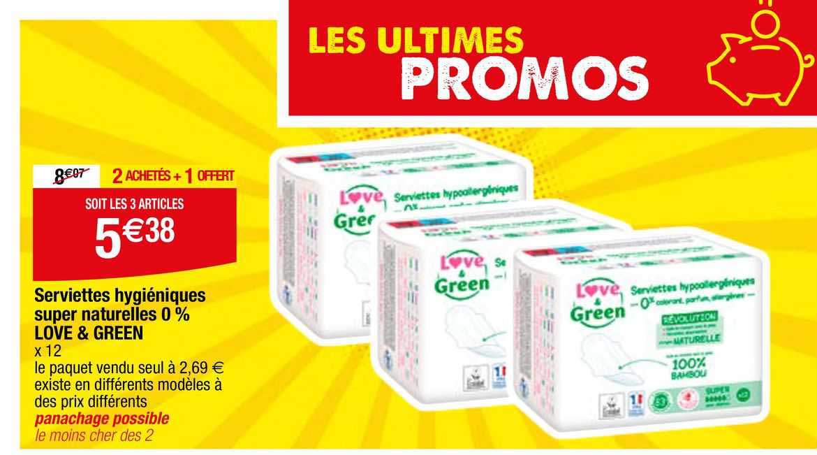 serviettes hygiéniques super naturelles 0% love & green
