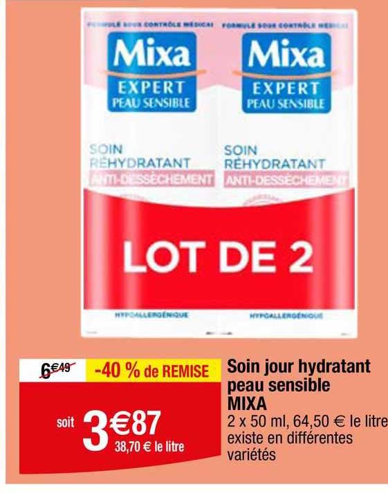 soin jour hydratant peau sensible mixa