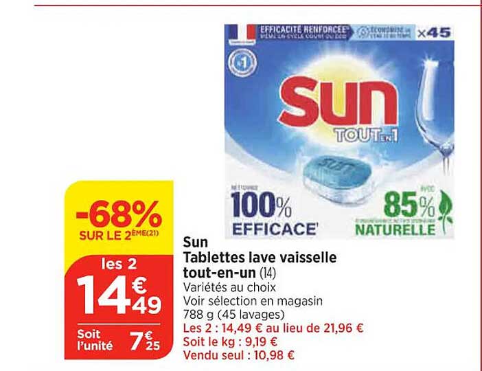 sun tablettes lave vaisselle tout-en-un