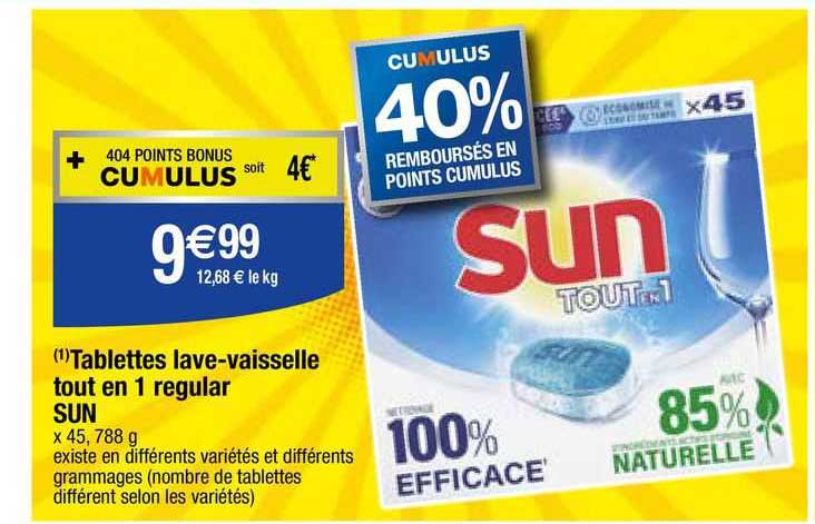 tablettes lave-vaisselle tout en 1 regular sun