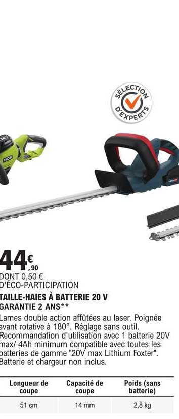 taille-haies à batterie 20 v