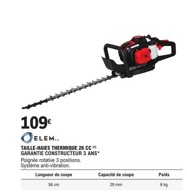 taille-haies thermique 26 cc elem