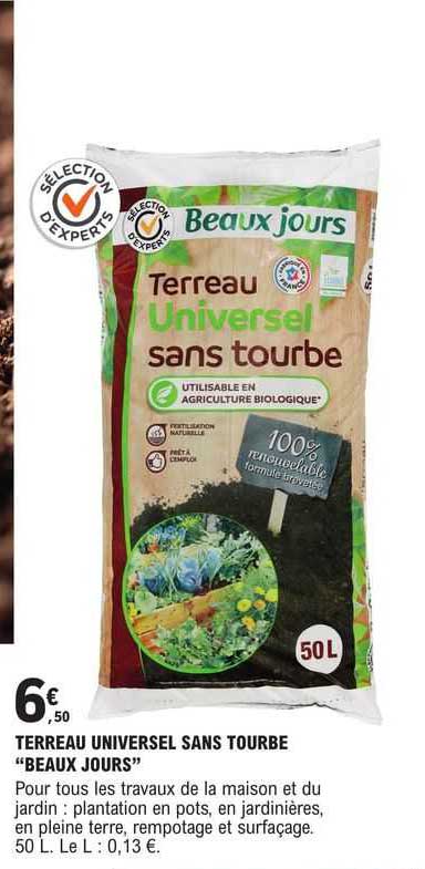 terreau universel sans tourbe "beaux jours"