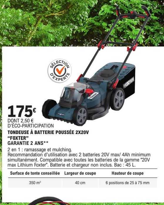 tondeuse à batterie poussée 2x20 v "foxter"