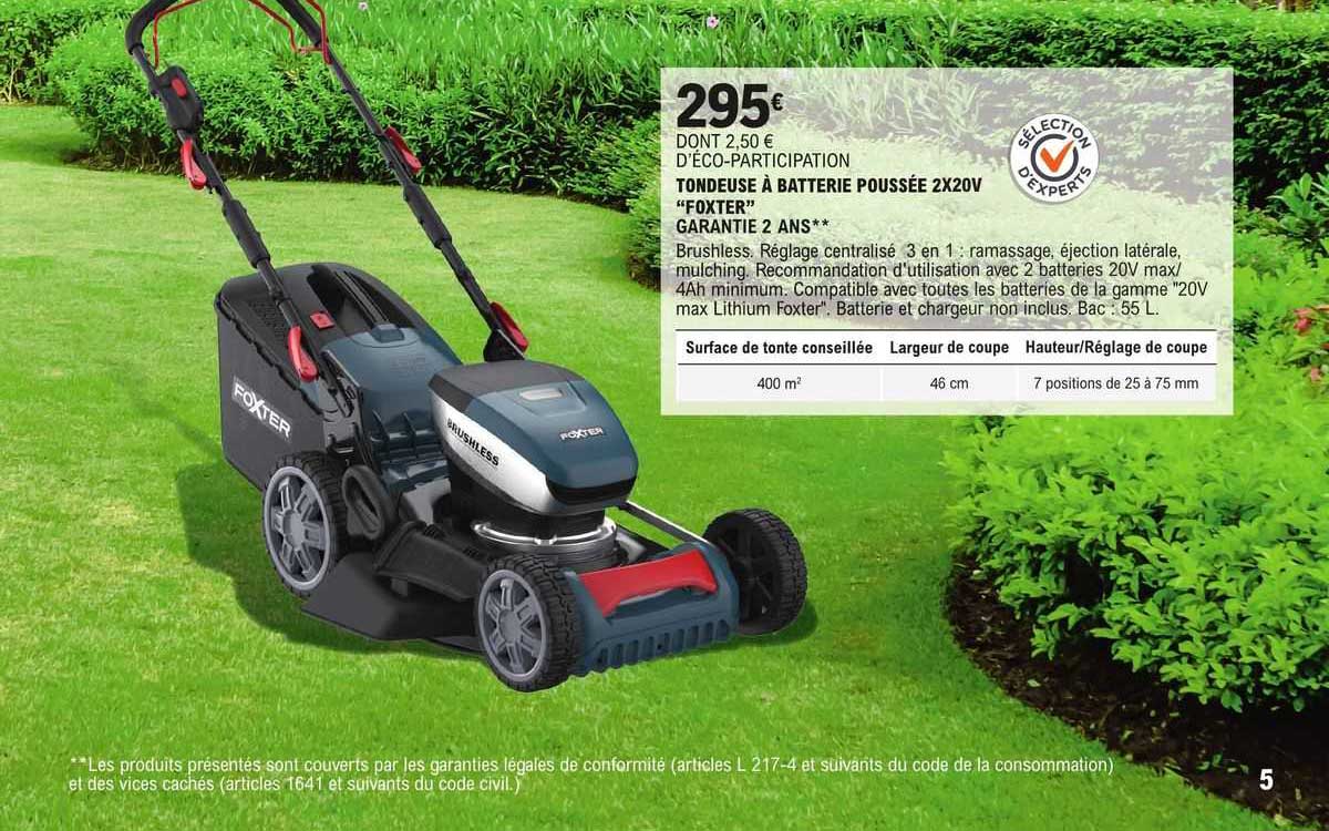 tondeuse à batterie poussée 2x20v "foxter"