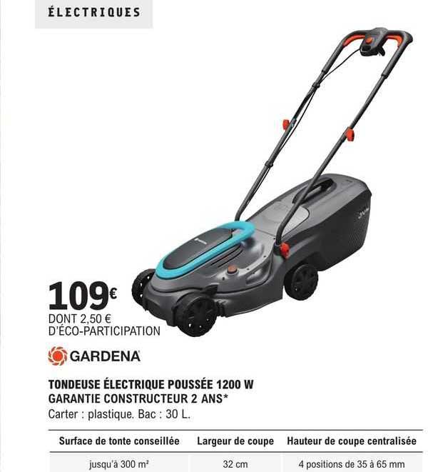 tondeuse électrique poussée 1200 w gardena