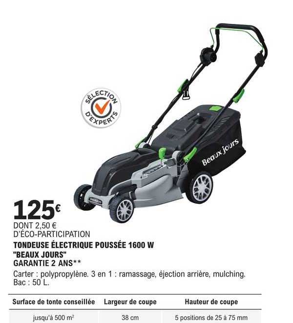 tondeuse électrique poussée 1600 w "beaux jours"