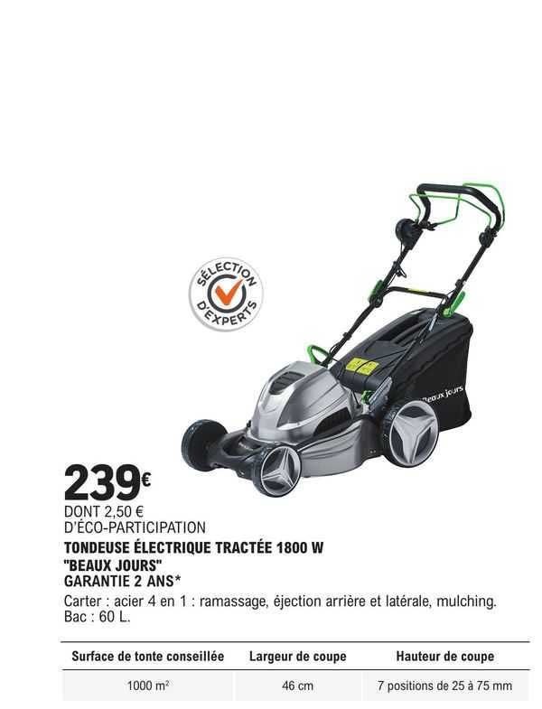 tondeuse électrique tractée 1800 w "beaux jours"