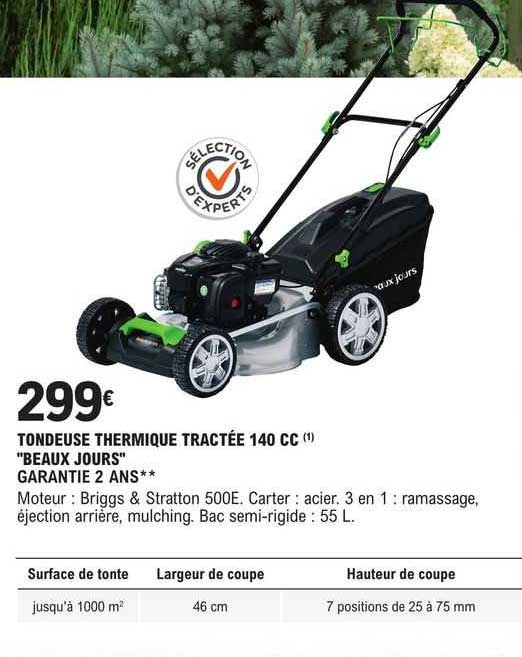 tondeuse thermique tractée 140 cc "beaux jours"