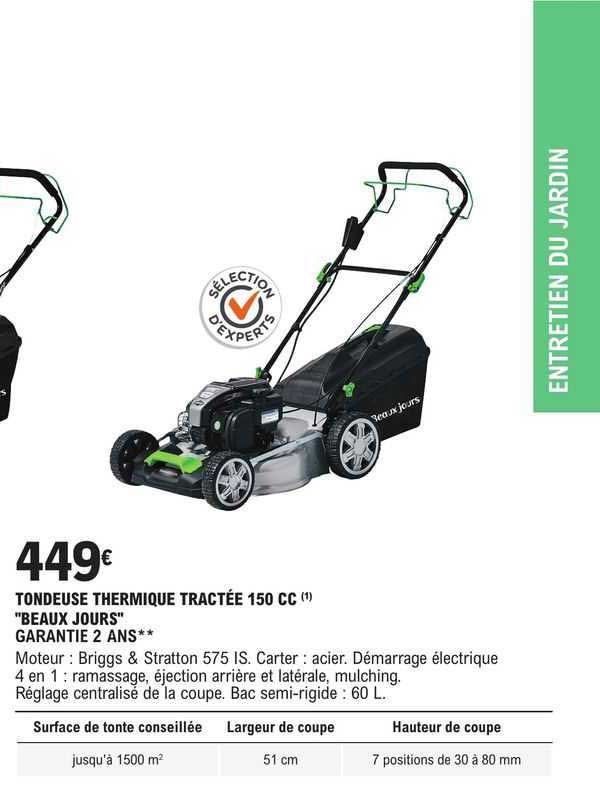 tondeuse thermique tractée 150 cc "beaux jours"