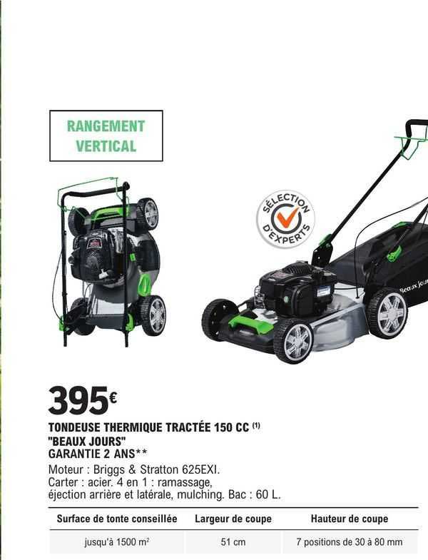 tondeuse thermique tractée 150 cc "beaux jours"