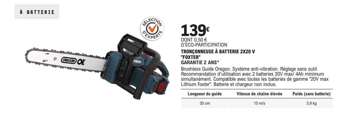 tronçonneuse à batterie 2x20 v "foxter"
