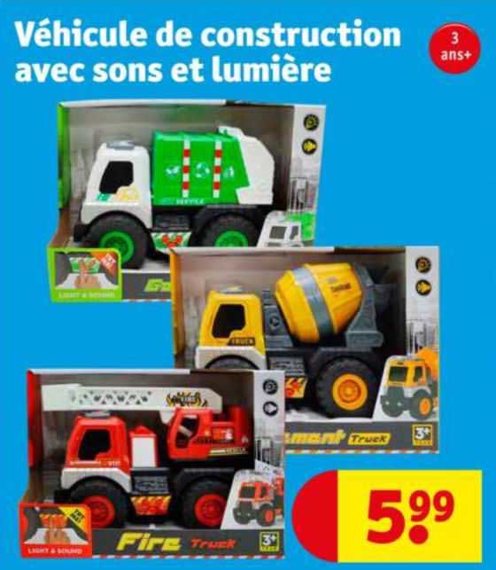 véhicule de construction avec sons et lumière