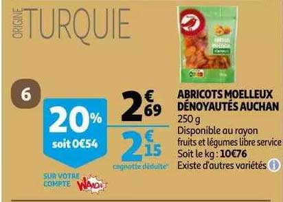 Abricots Moelleux Dénoyautés Auchan