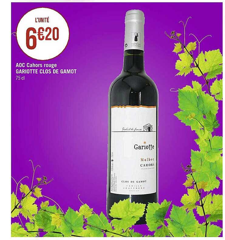 aoc cahors rouge gariotte clos de gamot