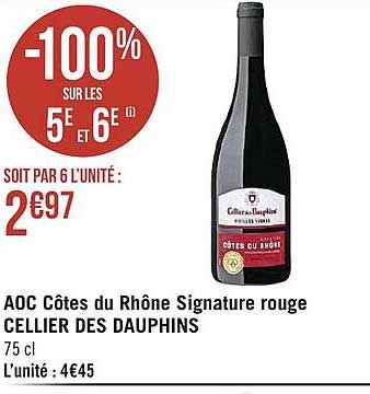 Aoc Côtes Du Rhône Signature Rouge Cellier Des Dauphins
