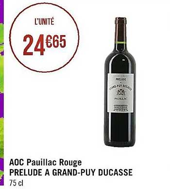 aoc pauillac rouge prelude à grand-puy ducasse