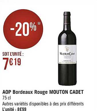 aop bordeaux rouge mouton cadet