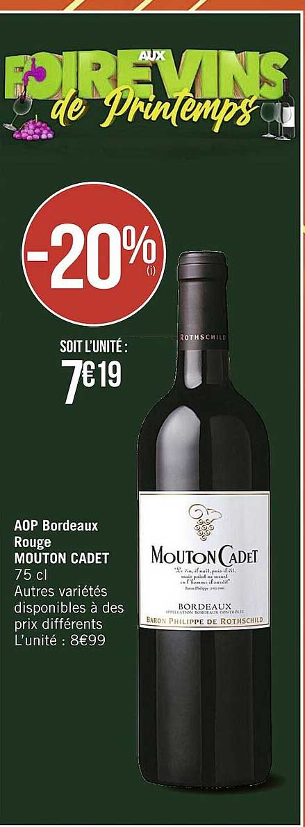 aop bordeaux rouge mouton cadet