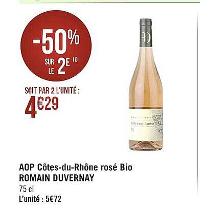 aop côtes-du-rhône rosé bio romain duvernay