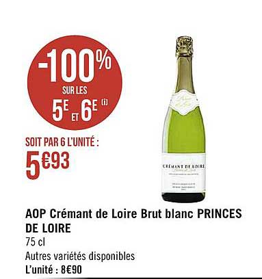 aop crémant de loire brut blanc princes de loire