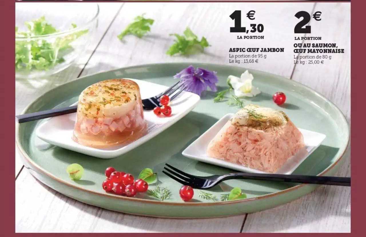 aspic œuf jambon, ou au saumon, œuf myonnaise