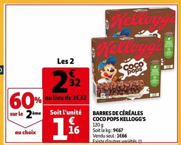 barre s de céréales coco pops kellogg's