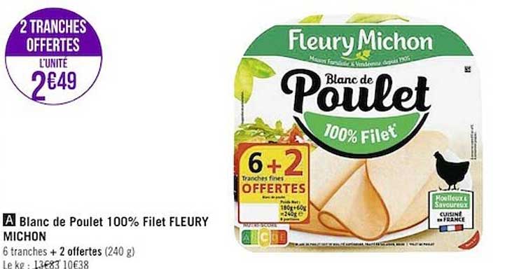 blanc de poulet 100% filet fleury michon